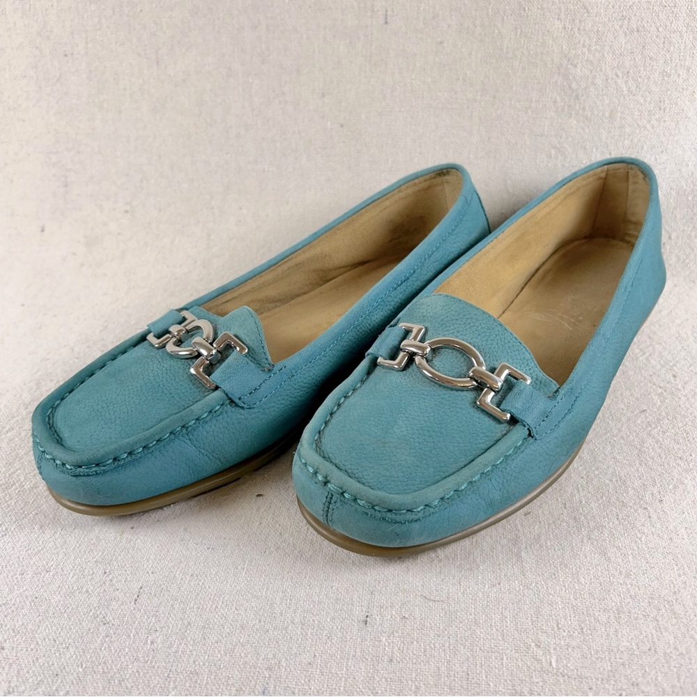 Aerosoles Women’s 7.5 Teal Leather Loafer - Picture 2 of 11